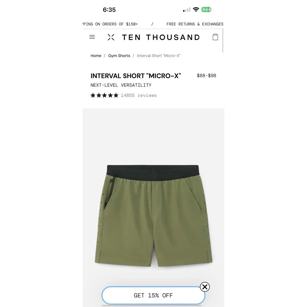 Lot of 2 Ten Thousand Interval Short Micro-X Mens Large Lined Gym 5